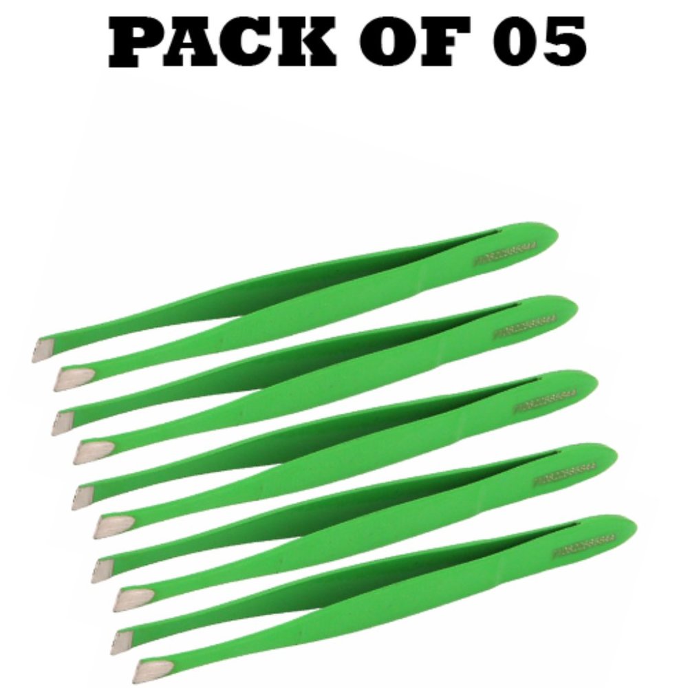 Forgica Professional Stainless Steel Plain Coated Tweezers Pack of 05